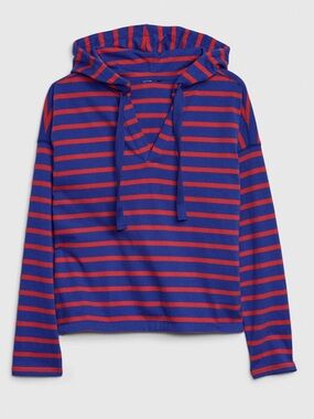 GAP Blue & Red Striped Hooded Sweatshirt XS – Oversized Boxy Fit